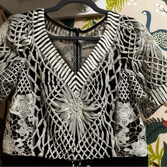 Byron Lars Black and White Geometric Midi Dress - Picture 4 of 9